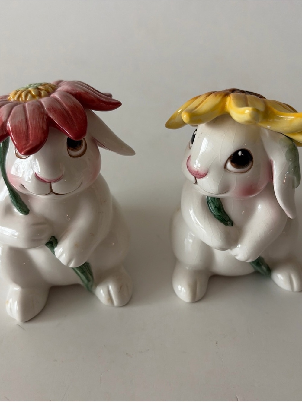 Fitz and Floyd Bunny Blooms Ceramic Salt & Pepper Shakers Retired